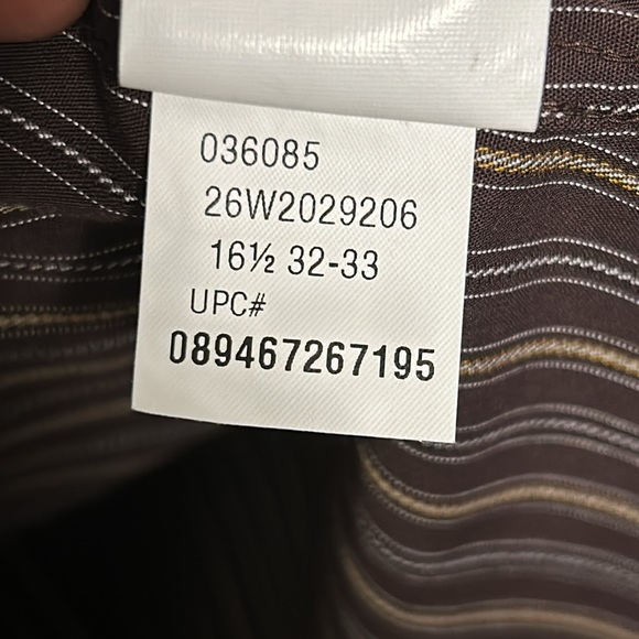 Arrow Casual Striped Dress Shirt Fitted Wrinkle Free Brown Tan - Picture 12 of 17